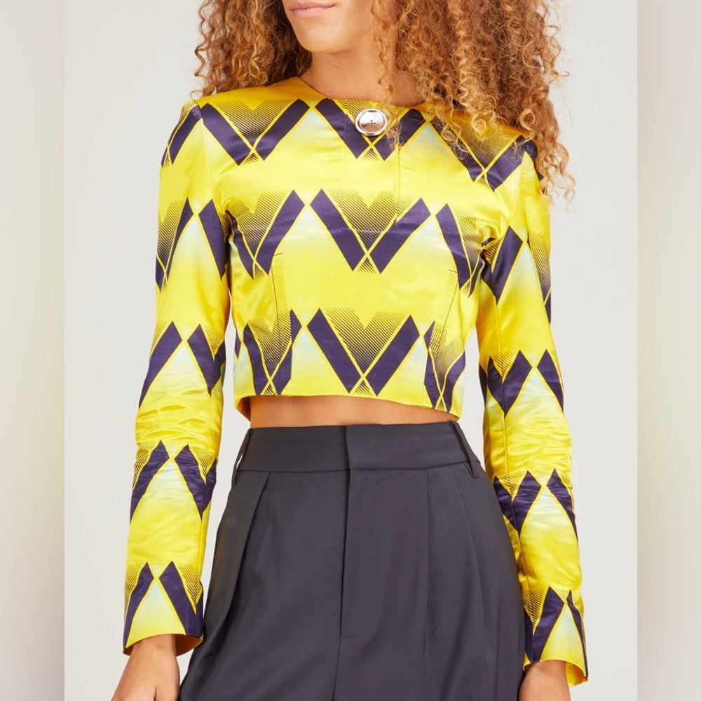 MERYLL ROGGE Graphic Print Long Sleeve Top in Yellow FR34 US2